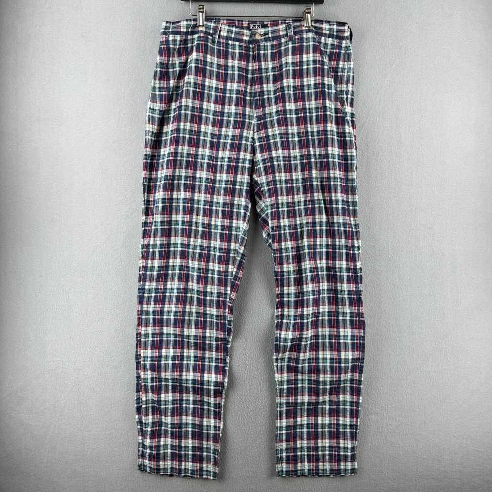Vintage Polo Ralph Lauren Pants Mens Fits 36x32 Lightweight Plaid Made in USA